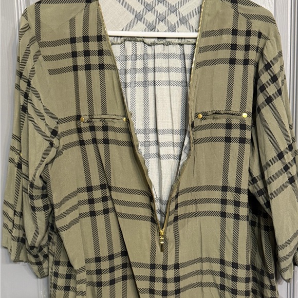 Miss Lili Olive and Black Plaid Button Down Shirt - Picture 2 of 9